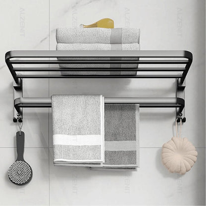 Toalheiro Duplo Preto Matte 58cm