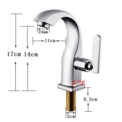 Torneira de Metal Brilhante para Banheiro com Saída de Água Fria