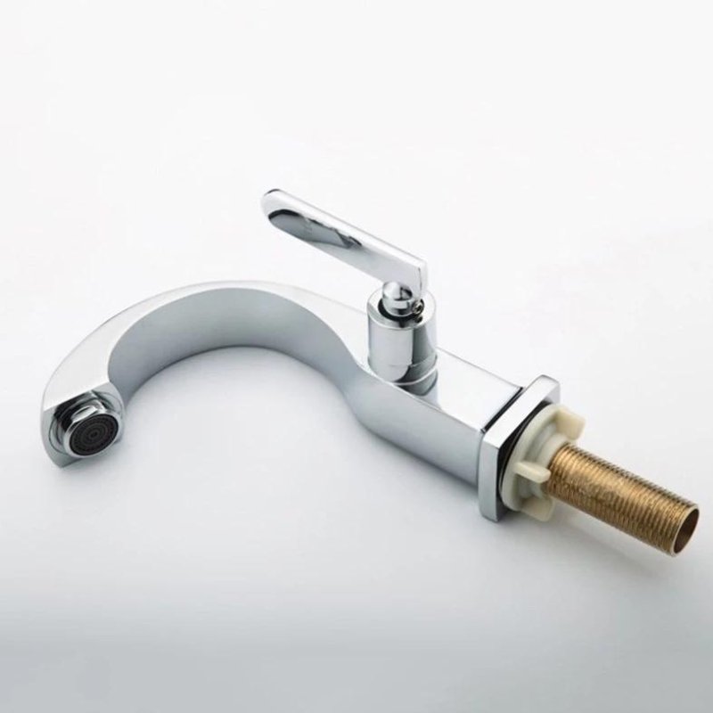 Torneira de Metal Brilhante para Banheiro com Saída de Água Fria