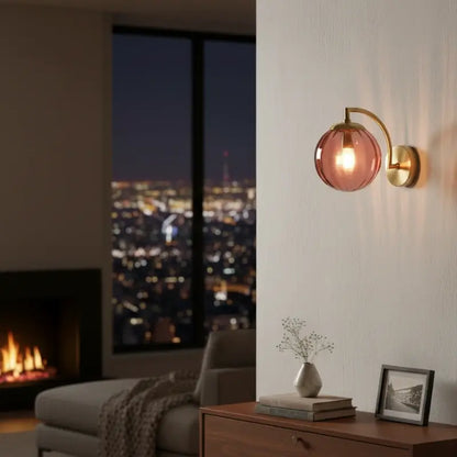 Gold Wall Sconce in Metal and Glass